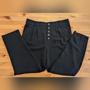 Anthropologie Sasha Button Fly Tapered Trousers Black - Size 8/10 Women's